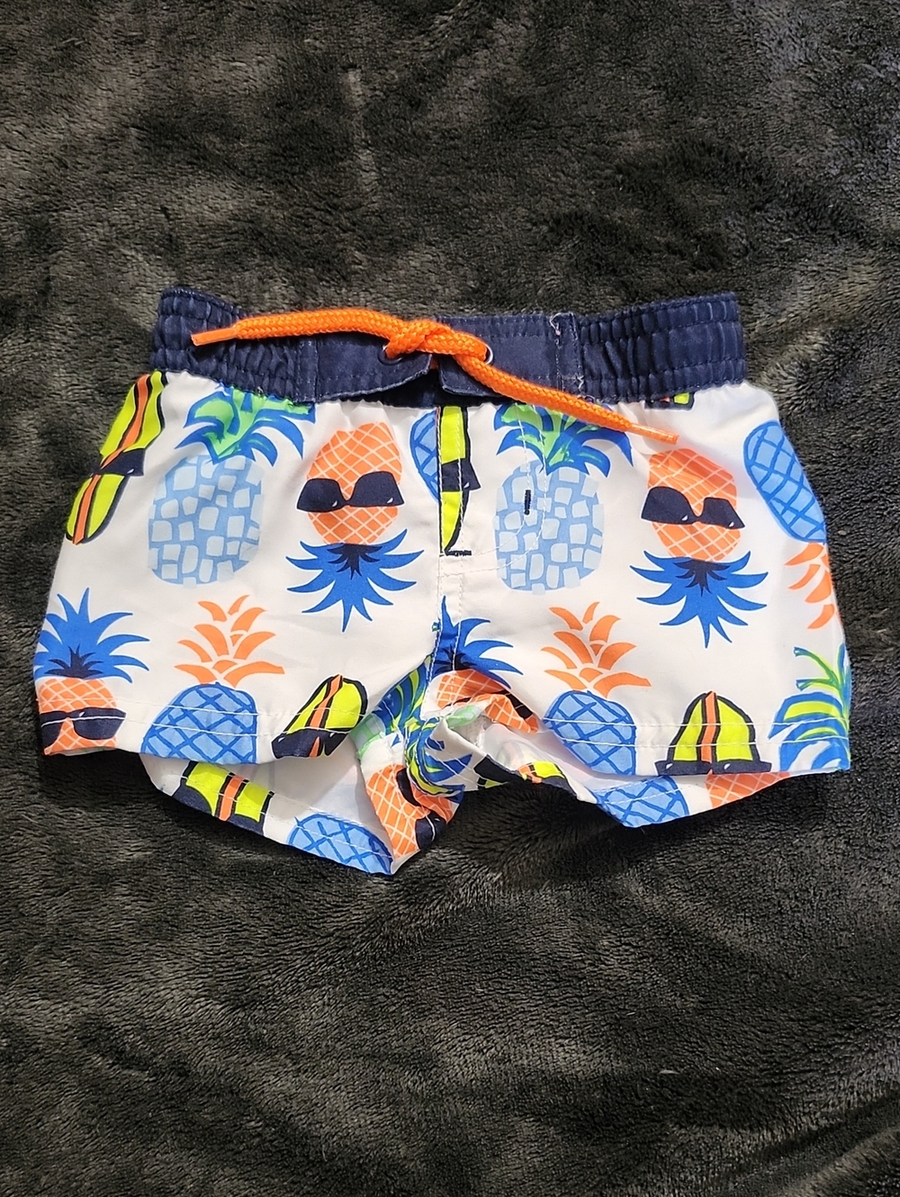 Koala Kids Pineapple Print Swim Shorts - White, Blue & Orange